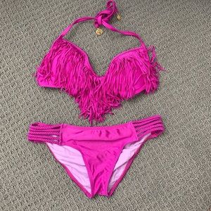 Luli Fama Fringe Underwire Bikini M
